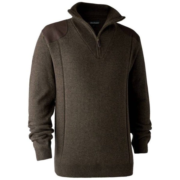 Deerhunter Sheffield Knit with zip-neck - Dark Elm